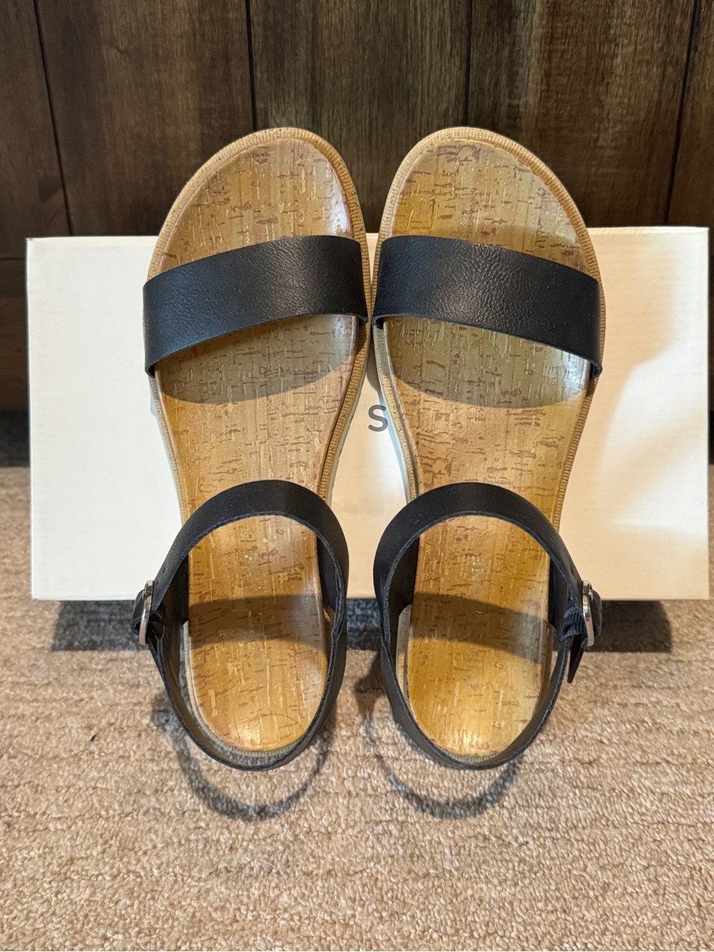 Sun+Stone Black Cork Footbed Women's Sandals